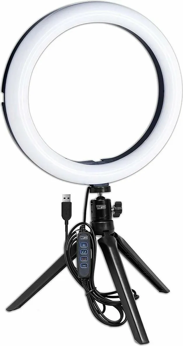 Dritë LED në formë unaze, 15cm + mini tripod, e zezë - 1