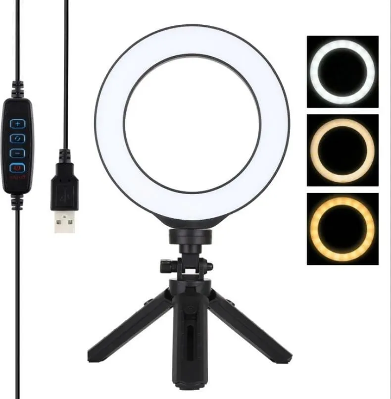 Dritë LED në formë unaze, 15cm + mini tripod, e zezë - 2
