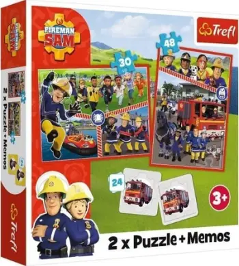 Puzzle dhe lojë memorie Trefl, 2n1 Fireman Sam Team, shumëngjyrëshe