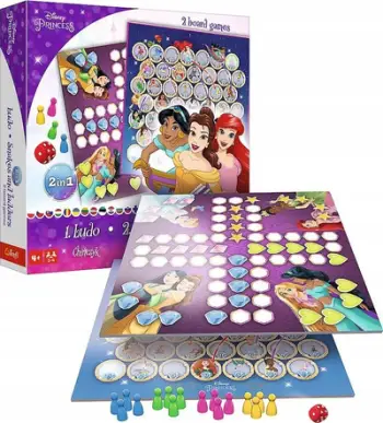 Loja tavoline Trefl Game 2in1 Ludo dhe Snakes and Ladders, Disney Princess, për fëmijë 4+