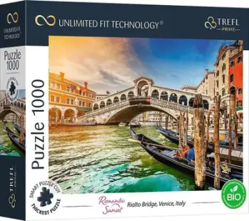 Puzzle Trefl Prime Romantic Sunset Rialto Bridge Venice, 1000 copa, Unlimited Fit Technology