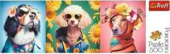 Puzzle panoramike Trefl Dog Fashion Show, 500 copë, 66 x 23.7 cm, shumëngjyrëshe