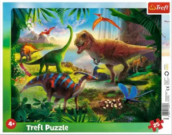 Lojë puzzle me dinozaurë Trefl Frame, 25 copë