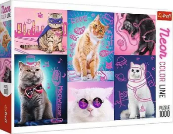 Lojë Puzzle 1000 Trefi Neon Color Line - Super Cats