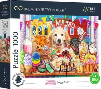 Puzzle Trefl Doggy Peekers, 1000 pjesë, Unlimited Fit Technology, shumëngjyrësh