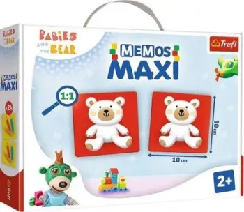 Loje memorie Trefl Memos Maxi Bobaski and Teddy Bear, pllaka te medha, 24m+