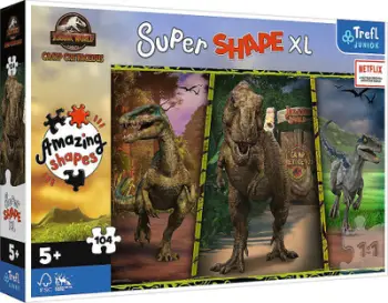 Puzzle Trefl Super Shapes XL Jurassic World, 104 pjesë, 60 x 40 cm, shumëngjyrëshe