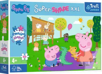 Puzzle Trefl Peppa Pig Fun with Little Brother, 60 pjesë, Super Shape XXL, shumëngjyrëshe