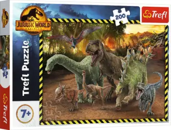 Puzzle Trefl Dinosaurs from Jurassic Park, 200 copë, 48 x 34 cm, shumëngjyrësh