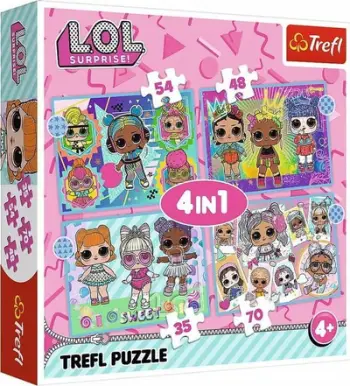 Puzzle Trefl LOL Surprise Meet The Dolls, set 4 ne 1, per femije 4+