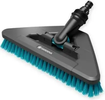 Fshesë me furçë Gardena Cleansystem Handle Brush Hard Flex, për pastrim të lagësht, e zezë e kaltër