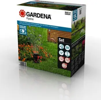 Set ujitjeje Gardena Pipeline Starter, me sprinkler lëkundës, për kopsht