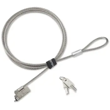 Kabëll sigurie Kensington Slim NanoSaver 2.0 EQ, 1.83m, Nano, çelës rrumbullak, çelik inox, argjendtë