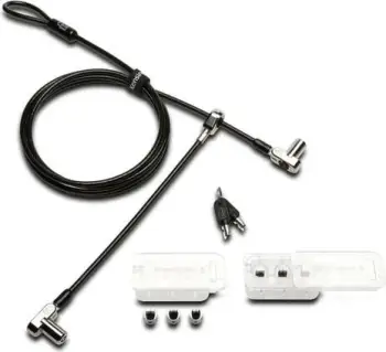 Kabllo sigurie për laptop Kensington K63380WW, 3 në 1 Combin T Bar Nano Wedge, metalike argjendtë
