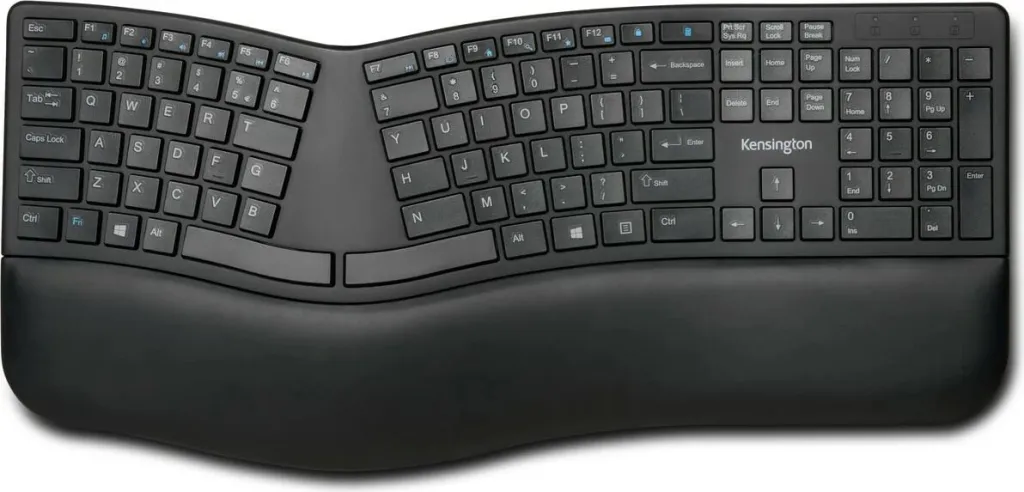 Tastierë wireless Kensington ProFit Ergo, full-size, QWERTY, Bluetooth + RF, e zezë - 1