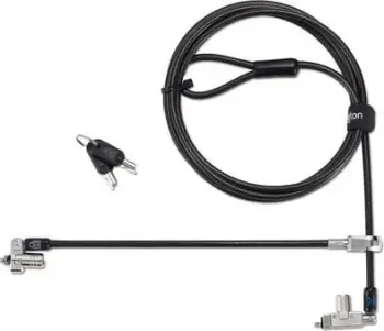 Kensington kabëll sigurie për laptop Slim N17 2.0, me çelës, dy koka, për slot wedge, çelik, zi/argjend