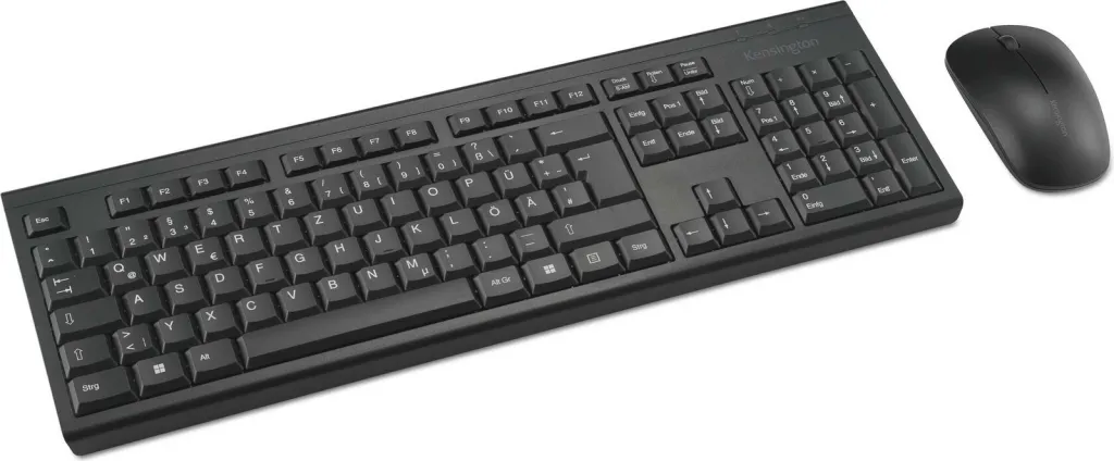 Set wireless Kensington KM150 EQ, RF Wireless, Membranë, QWERTZ, Maus i përfshirë, E zezë - 1