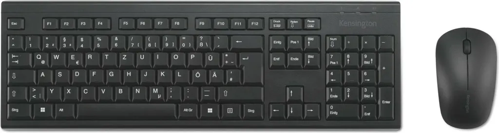 Set wireless Kensington KM150 EQ, RF Wireless, Membranë, QWERTZ, Maus i përfshirë, E zezë - 2