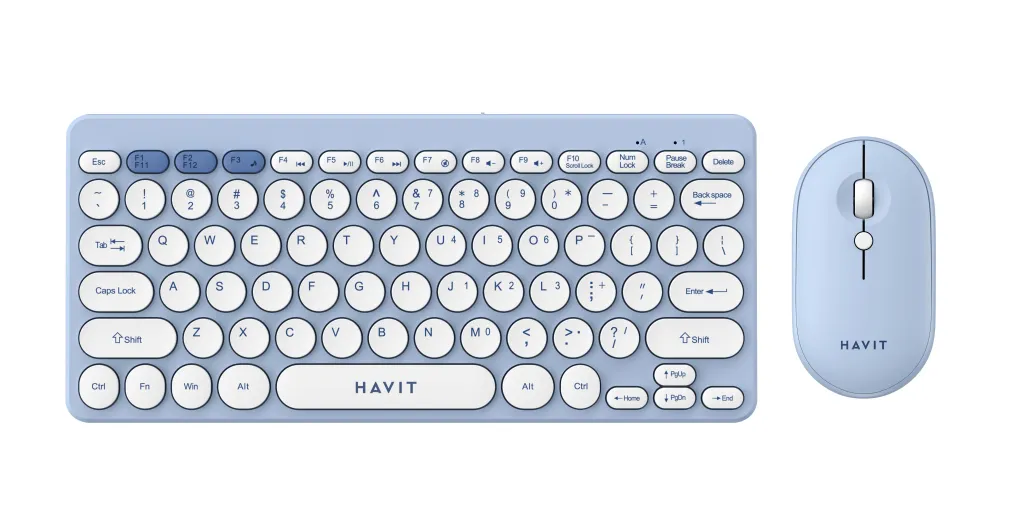 Set tastierë dhe maus Havit KB279GCM, wireless, i bardhë/ kaltër - 1