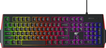 Tastierë gaming HAVIT KB866L, me kabllo, 104 taste, QWERTY, e zezë me të kuqe