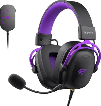 Kufje gaming Havit H2002U, me mikrofon, me kabllo, të zeza vjollcë
