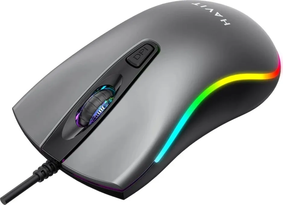 Maus HAVIT MS72, universal, me kabllo USB, i zi, me ndriçim LED - 1
