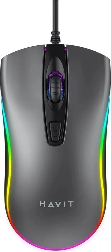 Maus HAVIT MS72, universal, me kabllo USB, i zi, me ndriçim LED - 2