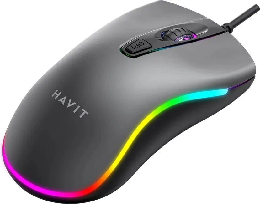 Maus HAVIT MS72, universal, me kabllo USB, i zi, me ndriçim LED - 5