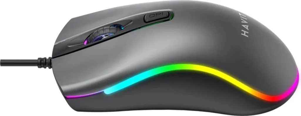 Maus HAVIT MS72, universal, me kabllo USB, i zi, me ndriçim LED - 6