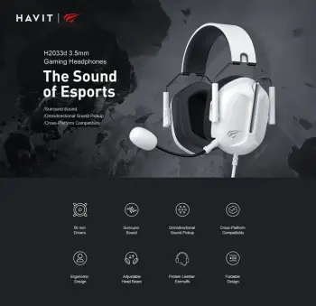 Kufje Havit H2033D Gaming, Wired & Wireless, In-ear, Bardhë