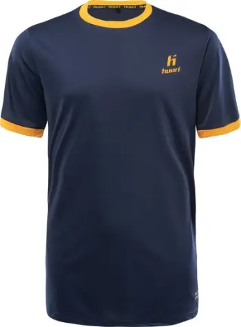 Bluzë sportive fëmijësh Huari Tivor Jr, 100% poliester, mëngë të shkurtra, blu
