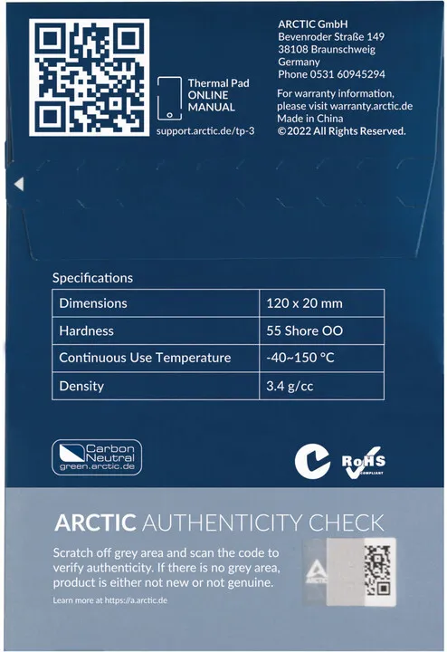 Pad termik Arctic TP-3, 120x20x1.5mm, 4 copë - 5