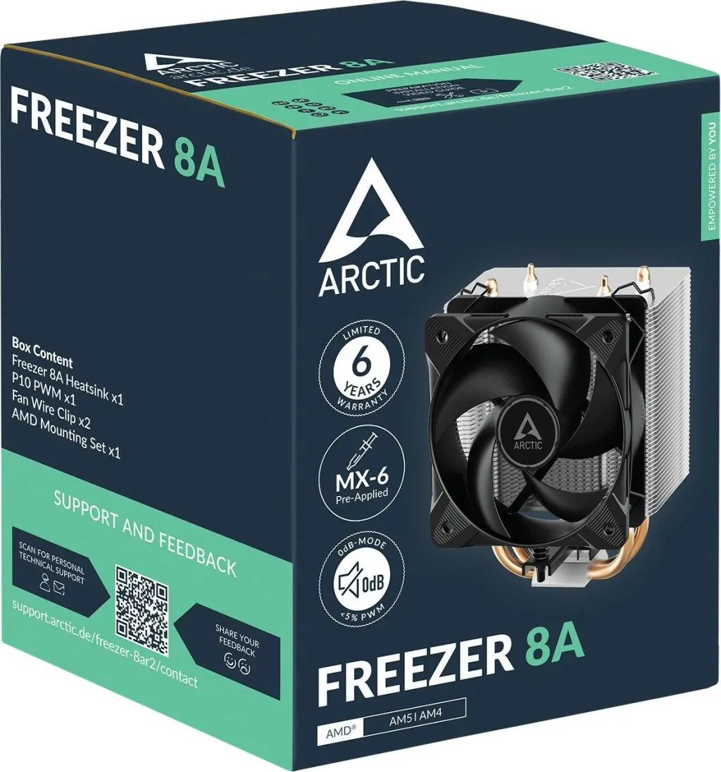 Ftohës ajri ARCTIC Freezer 8A, për procesor, 2 ventilatorë 10 cm, alumini, i zi - 1