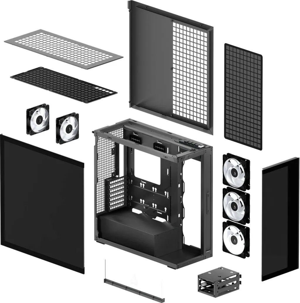 Kasë ARCTIC Xtender Mirrow Black Window, Midi Tower, EATX, RGB, e zezë - 8