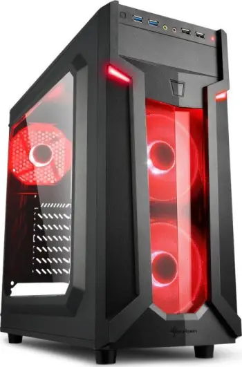 Kasë për PC Sharkoon VG6-W (4044951026784), e zezë/e kuqe