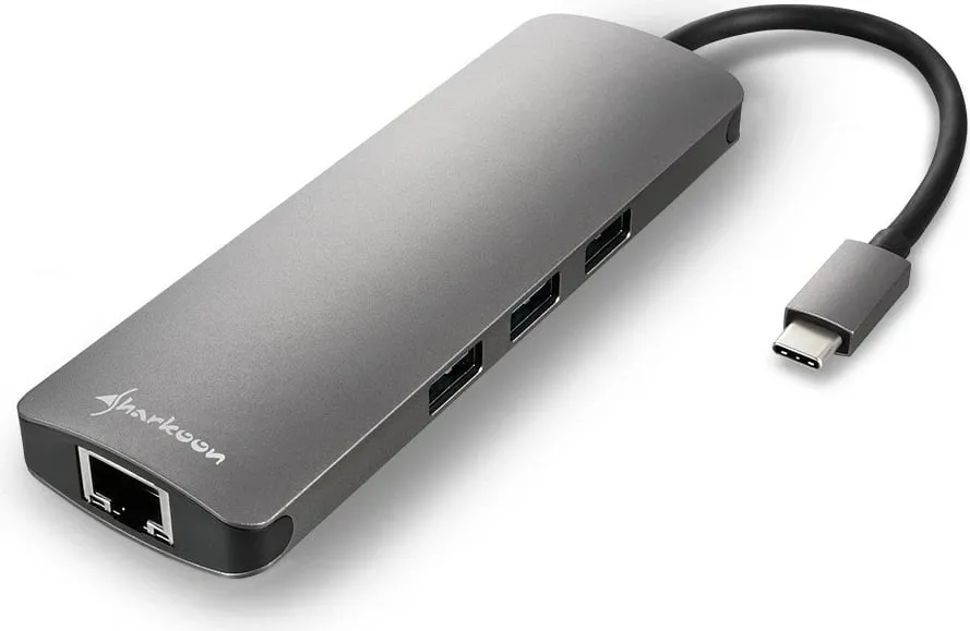 Adapter USB Type-C Sharkoon, 3x USB 3.0, 1x Type-C, Ethernet, HDMI, gri - 2