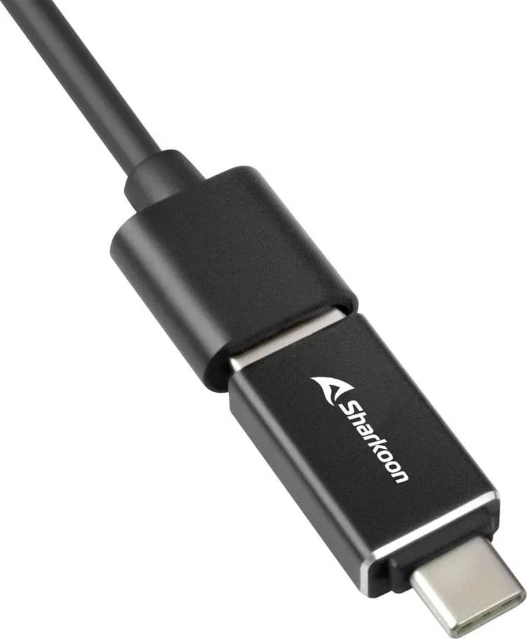 USB hub Sharkoon 3-Port USB 3.2 Gen 1 Alu Hub + Ethernet, Type-C adapter, zi - 2