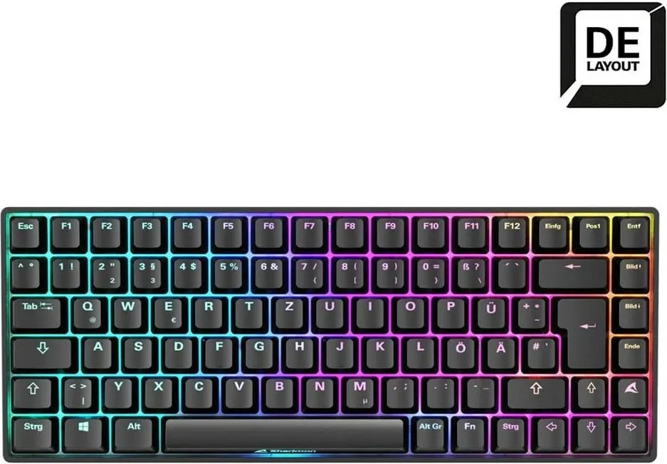 Kasë mekanike SHARKOON SKILLER SGK50 S3, Gateron Red, RGB, 75%, DE layout, e zezë - 1