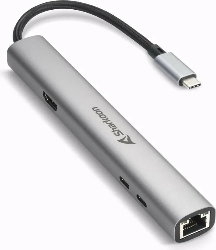 Adapter USB-C Sharkoon OfficePal Combo, 6 porte, HDMI, RJ-45, gri - 1