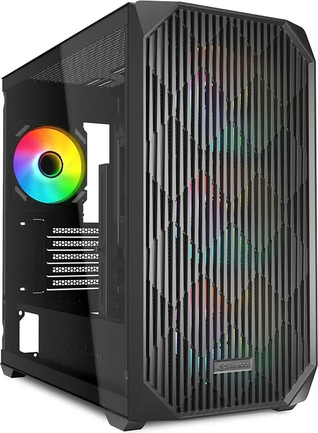 Kullë PC Sharkoon MK3 RGB, Micro Tower, me ndriçim RGB, e zezë - 1