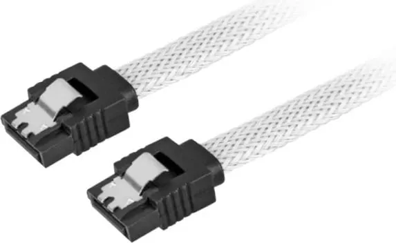 Kabllo SATA III Sharkoon 0.3m, 6 Gbit/s, bardhë/zezë - 1