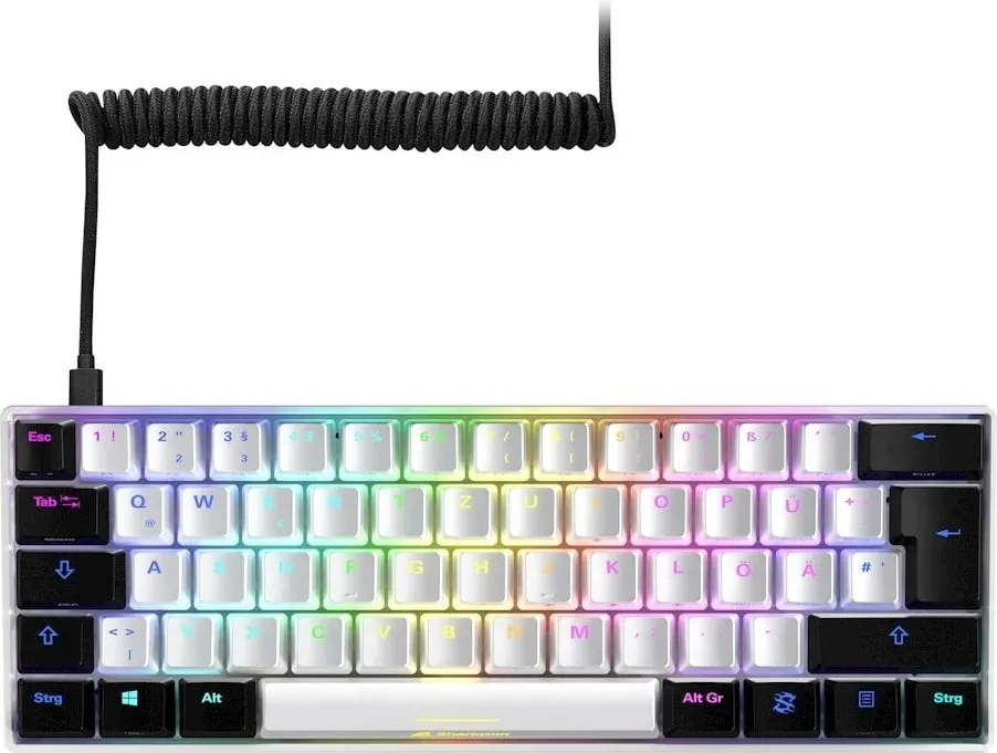 Kasë mekanike SHARKOON SKILLER SGK50 S4, Kailh Red, 60%, RGB, bardhë/zi - 2