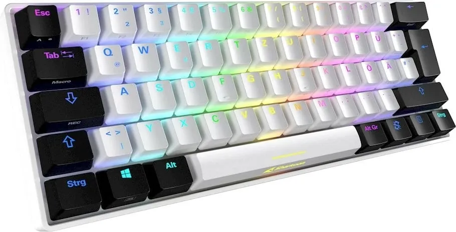 Kasë mekanike SHARKOON SKILLER SGK50 S4, Kailh Red, 60%, RGB, bardhë/zi - 3
