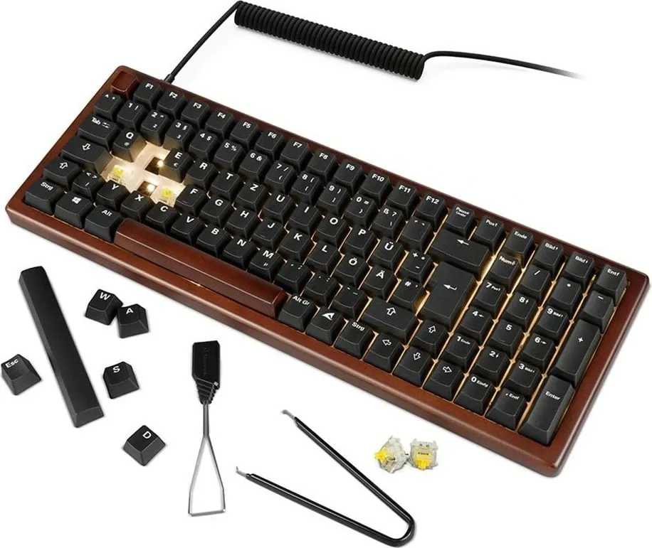 Tastierë gaming Sharkoon Skiller SGK50S2 Wood, mekanike, pa numpad, e zezë/kafe - 4