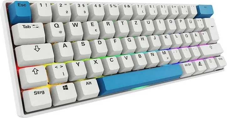 Tastierë gaming Sharkoon Skiller SGK50S4 Gen2, PBT, DE, RGB, e bardhë/blu - 1