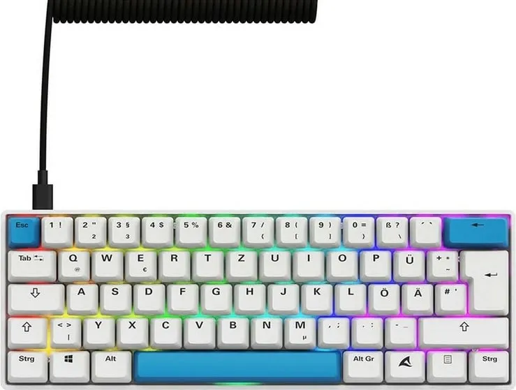 Tastierë gaming Sharkoon Skiller SGK50S4 Gen2, PBT, DE, RGB, e bardhë/blu - 2