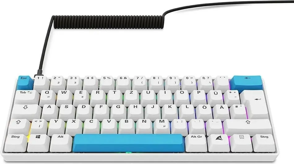 Tastierë gaming Sharkoon Skiller SGK50S4 Gen2, PBT, DE, RGB, e bardhë/blu - 3