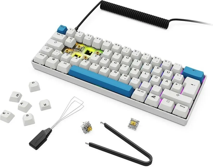 Tastierë gaming Sharkoon Skiller SGK50S4 Gen2, PBT, DE, RGB, e bardhë/blu - 8