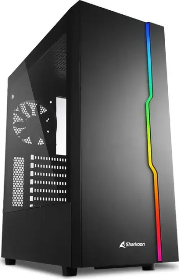 Kasë Sharkoon RGB Slider, Midi Tower, ATX, micro ATX, Mini-ITX, e zezë