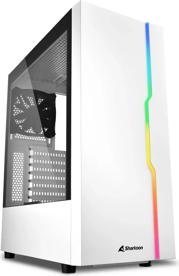 Kasë SHARKOON RGB Slider, Midi Tower, ATX, micro ATX, Mini-ITX, Gaming, Bardhë - 1
